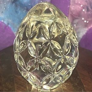 Vintage Irish Waterford Yellow Crystal Egg Paperweight with Original Box